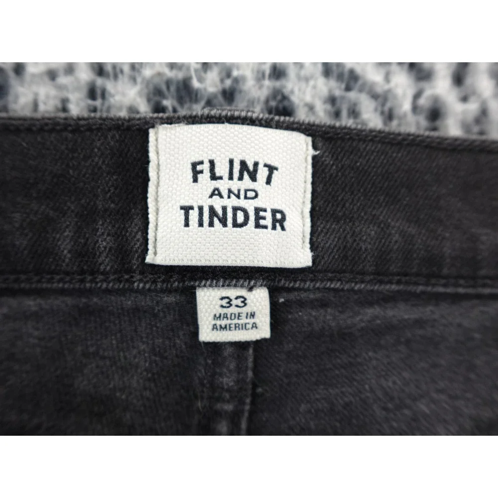 Flint and‎ Tinder Slim Fit Black Washed Denim Jeans Mens 33x32